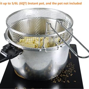 9" Medium Stainless Steel Deep Fry Basket Round Wire Mesh French Chip Frying Serving Food Presentation Tableware With Detachable Handle Fit For Up To 5/6L Pot