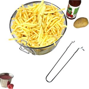 9" Medium Stainless Steel Deep Fry Basket Round Wire Mesh French Chip Frying Serving Food Presentation Tableware With Detachable Handle Fit For Up To 5/6L Pot