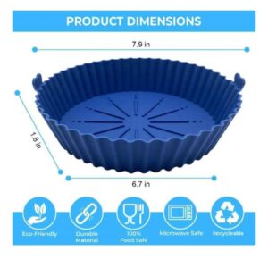 6.7 inch reusable silicone air fryer baskets; heat-resistant simple to clean. Silicone Pot for Air Fryer Oven Accessories, (Blue + Red)