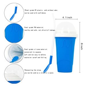 SBOQIXFM Slushie Maker Cup，Milkshake Maker Slushy Machine with，Magic Quick Frozen Smoothies Cup， DIY Homemade Squeeze Icy Cup (blue)