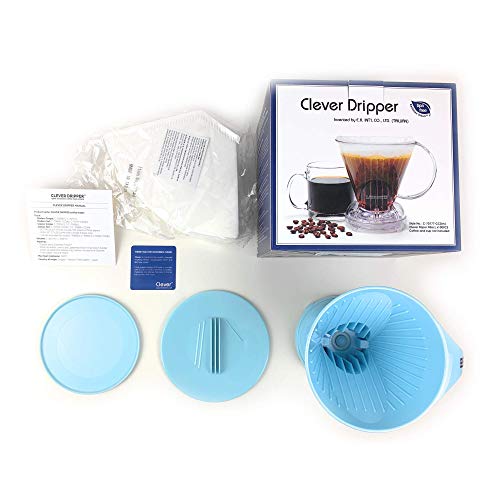 Clever Coffee Dripper Macaron Blue Coffee Maker Safe BPA Free Plastic Hassle-Free Ways Make Manual Pour Over Coffee & Cold Brew (Large)