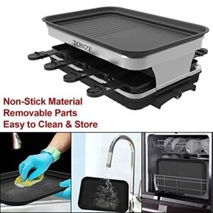 Indoor Grill Smokeless Korean BBQ Grill 2 IN 1 Griddle Electric Grill Raclette Table Grill Kitchen Appliances with 8 Mini Grill Cheese Pans Christmas Gift Removable Non-Stick Temperature Control,1500W