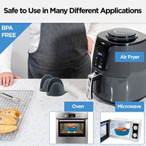 CJ Cooks Air Fryer Liners – 2pcs Air Fryer Silicone Liners – Sustainable and Reusable Air Fryer Liners – Food-Grade and Heat-Resistant Silicone Air Fryer Liners and Oven Mitts – 8.5-inch