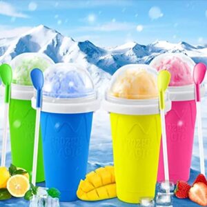 Slushy Cup – 10.6 x 20.6 cm Slushy Maker Cup with Lids & 2 in 1 Straw and Spoon – Quick Ice Maker Cup for Kids & Adults, Summer Homemade DIY Smoothies Slushy Maker Cup - 400 ml (Blue)