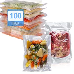 reli. vacuum sealer bags 6x10 in. | 100 bags | pre-cut embossed vacuum bags for food | bpa free | vacuum seal bags for sous vide, food freezer storage/food prep | pint size, clear