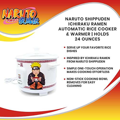 Naruto Shippuden Ichiraku Ramen Automatic Rice Cooker & Warmer | Food Steamer for White and Brown Rice, Quinoa | Anime Manga Gifts and Collectibles | Holds 24 Ounces