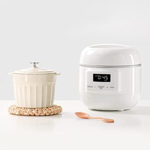 meedeer slow cooker white, small slow cooker 1qt, smart appointment, ceramic interior pot, automatic multi-function rice cooker, elecric stew, yogurt maker keep warmer