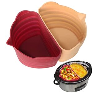 ycqqpro silicone slow cooker liners divider, leakproof reusable silicone 6qt oval crockpot divider insert, diwasher safe cooking liner for 6 quart slow cooker kitchen accessories (rose & skin)