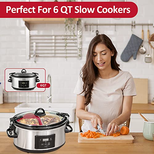 YCQQPRO Silicone Slow Cooker Liners Divider, Leakproof Reusable Silicone 6QT Oval Crockpot Divider Insert, Diwasher Safe Cooking Liner for 6 Quart Slow Cooker Kitchen Accessories (Rose & Skin)