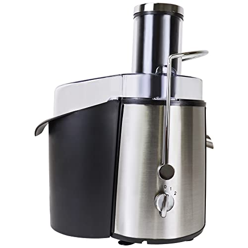 Total Chef Juicin' Juicer Wide Mouth Centrifugal Juice Extractor, 3" Wide Feed Chute, 700W, 2 Speeds, Surgical Steel Blade, Easy to Clean, Juicing Machine for Fruits, Vegetables, Greens, Almond Milk