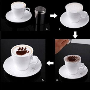 RayLineDo® Stainless Steel Electric Milk Frother Handheld Coffee Foam Maker Whisk Battery Operated + 2 Sets Cappuccino Coffee Stencils Template Strew Flowers Pad Duster Spray Art