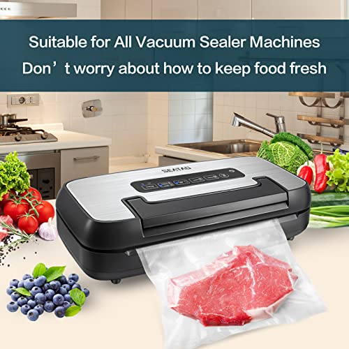 Vacuum Sealer Bags, SEATAO 2 Pack 1 Roll 11" x 20' and 1 Roll 8" x 20' vacuum seal bags for food, Environmentally Friendly Degradable Material, Double Side Air Channel, Mircowave & Freezer, Sous Vide cooking