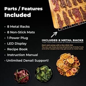 The BEAST by Denali | 8 Layer Stainless Steel Food Dehydrator | 100 Recipes & Full Instructions | Jerky, Fruit Leather, Veggies | Silver, LED Touch, Timer & Low-Noise Fan | Denali is a USA Company (The BEAST 8-Layer Dehydrator)