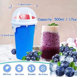 Nenkarn Slushy Maker Cup, Upgrade 17oz/500ml Slushie Cup, TIK TOK Quick Frozen Magic Cup, Double Layers Slushie Maker Cup, Fasting Cooling Make And Serve Slushy Cup For Milk Shake, Smoothies, Slushies (Blue)