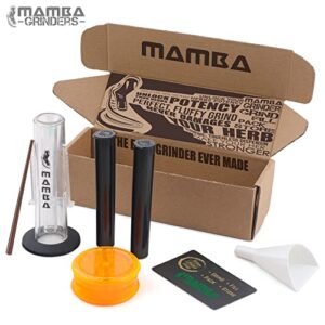 Mamba 7pc Hand Herb Grinder Set. Manual 4-in-1 System for Pre-Rolled Paper Cones to Grind, Fill, Pack and Store