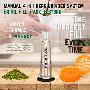 Mamba 7pc Hand Herb Grinder Set. Manual 4-in-1 System for Pre-Rolled Paper Cones to Grind, Fill, Pack and Store