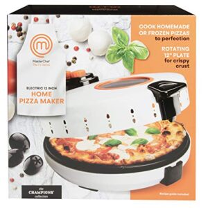 MasterChef Pizza Maker- Electric Rotating 12 Inch Non-stick Calzone Cooker -Countertop Indoor OutdoorTableTop Oven, Reheat Calzone, Quesadilla for Crisp Crust w Adjustable Temperature Control, Gift