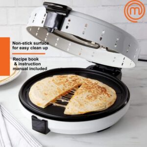 MasterChef Pizza Maker- Electric Rotating 12 Inch Non-stick Calzone Cooker -Countertop Indoor OutdoorTableTop Oven, Reheat Calzone, Quesadilla for Crisp Crust w Adjustable Temperature Control, Gift