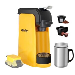 fordwalt coffee maker for dewalt 20v max battery (battery not included), 2 in 1 portable single-serve brewer for k-cup pods and ground coffee, coffee brewer for outdoor camping, travel, home
