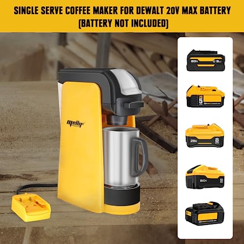 FORDWALT Coffee Maker for Dewalt 20V Max Battery (Battery Not Included), 2 in 1 Portable Single-Serve Brewer for K-Cup Pods and Ground Coffee, Coffee Brewer for Outdoor Camping, Travel, Home