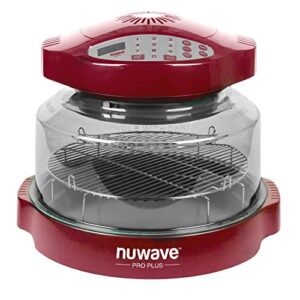 nuwave (renewed) oven pro plus countertop convection oven with triple combo cooking power, 100°f-350°f temp control in 1° increments, cinnamon