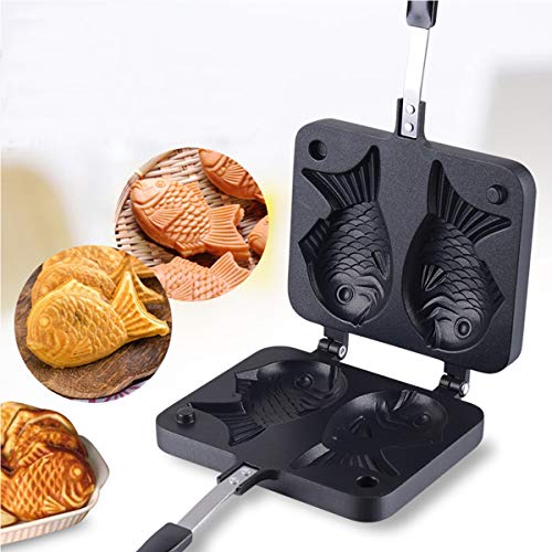 Hovico Taiyaki Japanese Fish-Shaped Pancake Double Pan, Waffle Cake Maker Pan Fish-Shaped Pancake Double Pan Mold for Home DIY Cooking Party Dessert