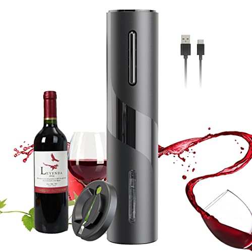 Rechargeable Electric Wine Bottle Openers Electric Wine Opener, Wine Gift Automatic Wine Opener with Foil Cutter, Black…