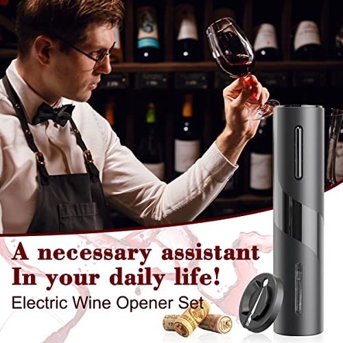 Rechargeable Electric Wine Bottle Openers Electric Wine Opener, Wine Gift Automatic Wine Opener with Foil Cutter, Black…