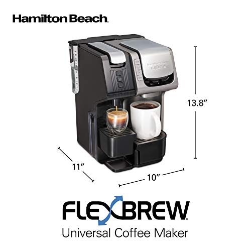 Hamilton Beach FlexBrew Trio 2-Way Coffee Maker, Compatible with K-Cup Pods or Grounds, Combo, Single Serve & Espresso Machine with 19 Bar Pump, 56 oz. Removable Reservoir, Black