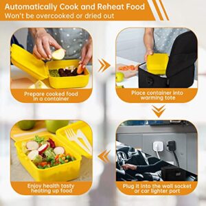 Aotto Portable Oven, 12V 24V 110V 3-in-1 Food Warmer and Heater, Mini Personal Electric Heated Lunch Box Warming Tote for Cooking & Reheating Meals in Car, Truck, Travel, Office, Home (Black)