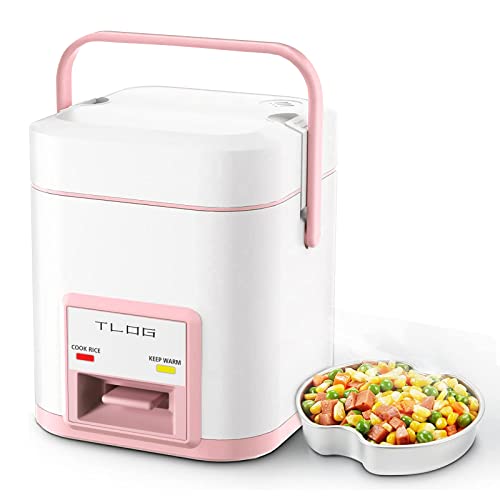 TLOG Mini Rice Cooker 2.5-Cup Uncooked(5-Cup cooked), Healthy Ceramic Coating 1.2L Small Rice Cooker for 1-3 People, Portable Travel Rice Cooker with Steam Tray, Rice Maker for Grains, White Rice, Oatmeal, Veggies