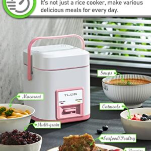 TLOG Mini Rice Cooker 2.5-Cup Uncooked(5-Cup cooked), Healthy Ceramic Coating 1.2L Small Rice Cooker for 1-3 People, Portable Travel Rice Cooker with Steam Tray, Rice Maker for Grains, White Rice, Oatmeal, Veggies