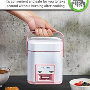 TLOG Mini Rice Cooker 2.5-Cup Uncooked(5-Cup cooked), Healthy Ceramic Coating 1.2L Small Rice Cooker for 1-3 People, Portable Travel Rice Cooker with Steam Tray, Rice Maker for Grains, White Rice, Oatmeal, Veggies