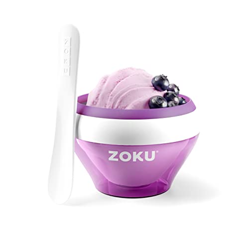 Zoku Ice Cream Maker, Compact Make and Serve Bowl with Stainless Steel Freezer Core Creates Soft Serve, Frozen Yogurt, Ice Cream and More in Minutes, BPA-free, 6 Colors, Purple