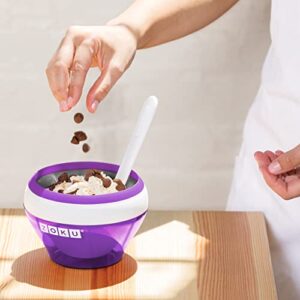 Zoku Ice Cream Maker, Compact Make and Serve Bowl with Stainless Steel Freezer Core Creates Soft Serve, Frozen Yogurt, Ice Cream and More in Minutes, BPA-free, 6 Colors, Purple