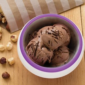 Zoku Ice Cream Maker, Compact Make and Serve Bowl with Stainless Steel Freezer Core Creates Soft Serve, Frozen Yogurt, Ice Cream and More in Minutes, BPA-free, 6 Colors, Purple