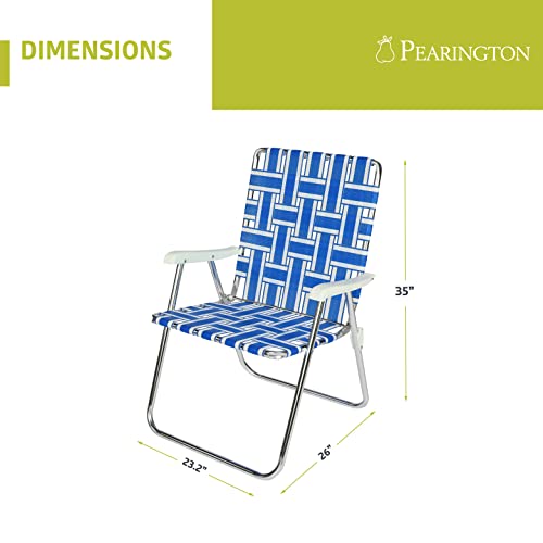 Pearington Reinforced Aluminum Lawn/Patio Set, 2 Pack Blue Webbed Folding Chair, Large