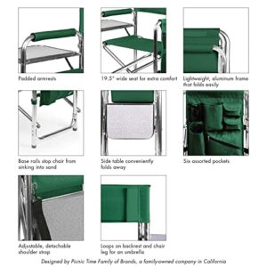 ONIVA - a Picnic Time brand - Sports Chair with Side Table, Beach Chair, Camp Chair for Adults, (Hunter Green)