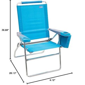 Rio Beach 17" Extended Height 4-Position Folding Beach Chair, Aluminum, Turquoise