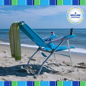 Rio Beach 17" Extended Height 4-Position Folding Beach Chair, Aluminum, Turquoise