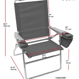 Rio Beach 17" Extended Height 4-Position Folding Beach Chair, Aluminum, Turquoise