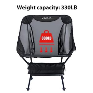 WTVIDAS Folding Camping Chair,Compact Backpacking Chair with Side Pockets Cup Holder,Portable Chair Full Breathable Mesh,Ultralight Aluminum Camp Chair for Festivals Fishing Picnic Beach and Hiking.2