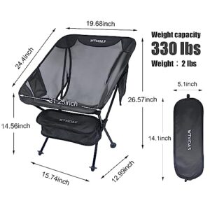 WTVIDAS Folding Camping Chair,Compact Backpacking Chair with Side Pockets Cup Holder,Portable Chair Full Breathable Mesh,Ultralight Aluminum Camp Chair for Festivals Fishing Picnic Beach and Hiking.2