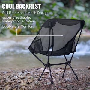 WTVIDAS Folding Camping Chair,Compact Backpacking Chair with Side Pockets Cup Holder,Portable Chair Full Breathable Mesh,Ultralight Aluminum Camp Chair for Festivals Fishing Picnic Beach and Hiking.2