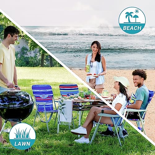 #WEJOY Folding High Back Beach Lawn Chair, Portable Lightweight Outdoor Compact Chairs with Hard Arms Shoulder Strap Pocket for Adults Outside Patio Camping Festival Sand,300 lbs, Heavy Duty Chair