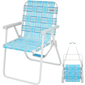 #wejoy lightweight webbing beach chair folding webbed beach chairs ultralight web lawn chair portable high back camping chairs outdoor folding chairs for sand, concert, garden, grey/blue