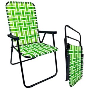 EasyGo Product Portable – Retro Style High Back Design – Outdoor Webbed Chair for Backyard, Camping, Sporting Events – Easy Folding, 2 Pack, Dark/Light Green