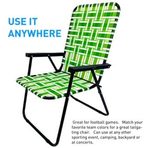 EasyGo Product Portable – Retro Style High Back Design – Outdoor Webbed Chair for Backyard, Camping, Sporting Events – Easy Folding, 2 Pack, Dark/Light Green