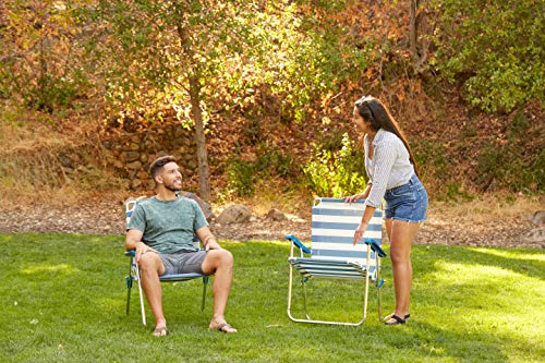 OmniCore Designs New Standard Folding Camp/Lawn Chair (2 Pack) - Blue/White