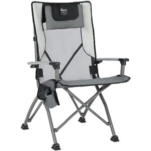 timber ridge aluminum collapsible high back chair with organizer cup holder headrest heavy duty 300 lbs for adults, ideal for outdoor beach fishing lawn, gray